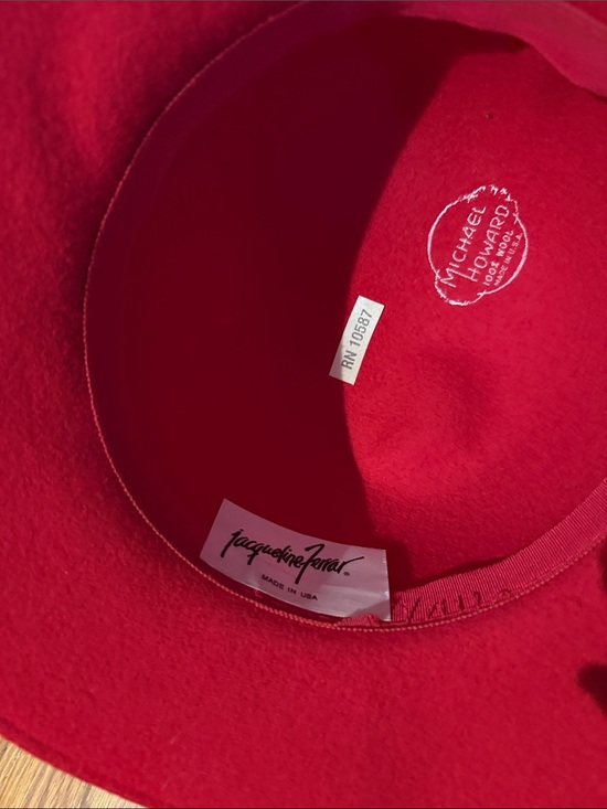 Vintage Red Wide Brim Wool Hat |  Statement Hat | Church Derby Garden Party main image 5
